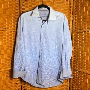 Bugatchi Blue Ombré Patterned Button Down Shirt